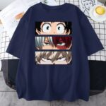 T-Shirt MHA Femme Shoto Izuku et Katsuki Bleu