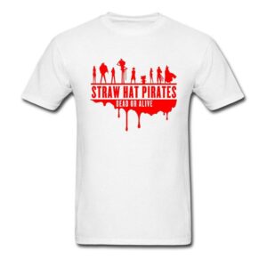 T-Shirt One Piece Straw Hat Pirates Blanc