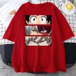 T-Shirt MHA Femme Shoto Izuku et Katsuki Rouge