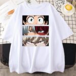 T-Shirt MHA Femme Shoto Izuku et Katsuki Blanc