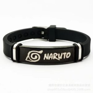 Bracelet Konoha Logo Naruto Noir