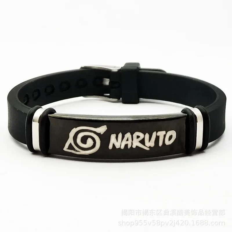 Bracelet Konoha Logo Naruto Noir